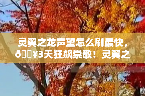 灵翼之龙声望怎么刷最快，🔥3天狂飙崇敬！灵翼之龙声望速刷秘籍，亲测泪目推荐！