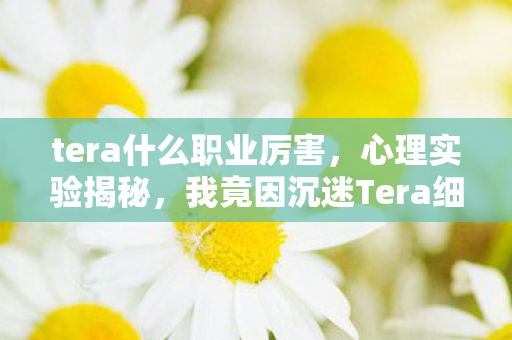 tera什么职业厉害，心理实验揭秘，我竟因沉迷Tera细思极恐地被偷走三年