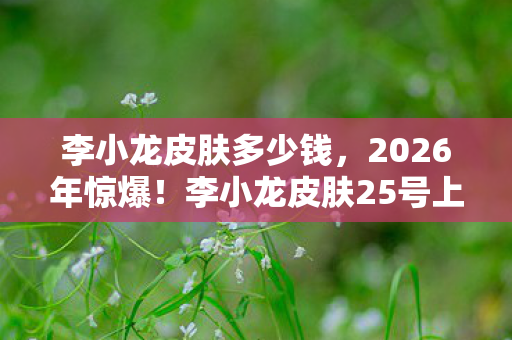 李小龙皮肤多少钱，2026年惊爆！李小龙皮肤25号上线，那些年谁在等，谁又先走？鼻子一酸