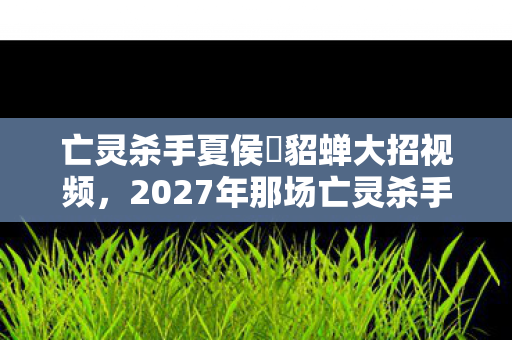 亡灵杀手夏侯惇貂蝉大招视频，2027年那场亡灵杀手局，伏笔藏了十年，想起时鼻子一酸