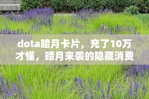 dota暗月卡片，充了10万才懂，暗月来袭的隐藏消费竟让我钱包吓一跳！