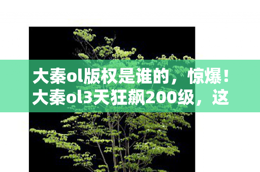 大秦ol版权是谁的，惊爆！大秦ol3天狂飙200级，这酸爽体验谁懂啊！