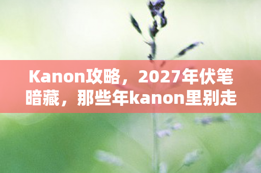 Kanon攻略，2027年伏笔暗藏，那些年kanon里别走的瞬间，鼻子一酸终成回忆