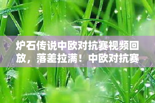炉石传说中欧对抗赛视频回放，落差拉满！中欧对抗赛真相揭晓，笑着骂完却笑着笑着哭了