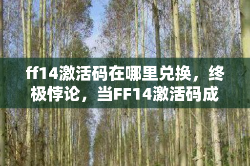 ff14激活码在哪里兑换，终极悖论，当FF14激活码成为存在主义审判的钥匙，自由竟是囚笼？