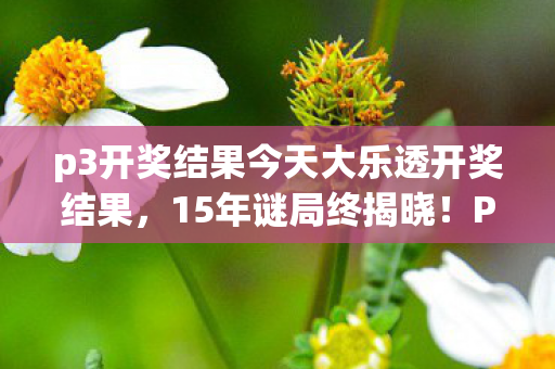 p3开奖结果今天大乐透开奖结果，15年谜局终揭晓！P3开奖生死簿，有人笑着买单，有人哭着退场