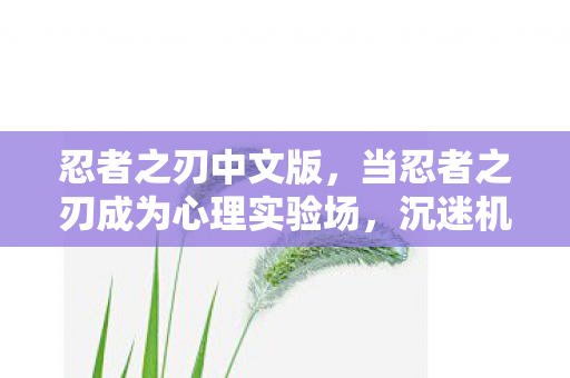 忍者之刃中文版，当忍者之刃成为心理实验场，沉迷机制下的细思极恐多巴胺陷阱