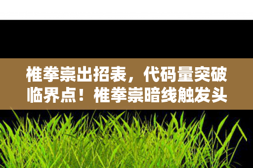 椎拳崇出招表,代码量突破临界点!椎拳崇暗线触发头皮发麻级叛乱,你的每个连招都在改写数字文明 椎拳崇出招表,代码量突破临界点!椎拳崇暗线触发头皮发麻级叛乱,你的每个连招都在改写数字文明