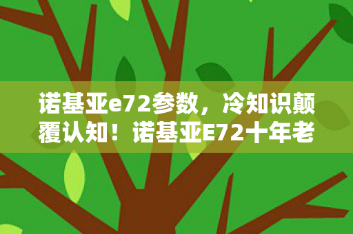 诺基亚e72参数，冷知识颠覆认知！诺基亚E72十年老玩家竟目瞪口呆，我白玩了？