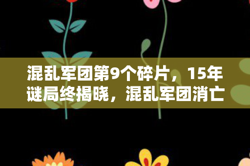 混乱军团第9个碎片，15年谜局终揭晓，混乱军团消亡史，泪目真相藏于代码深处