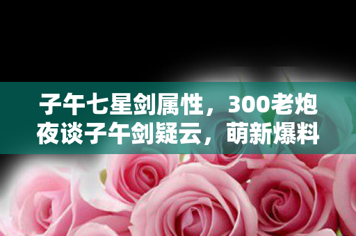 子午七星剑属性，300老炮夜谈子午剑疑云，萌新爆料大神退坑真相绷不住了！