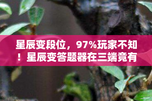 星辰变段位，97%玩家不知！星辰变答题器在三端竟有这种反差体验？