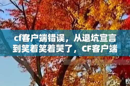 cf客户端错误,从退坑宣言到笑着笑着哭了,CF客户端背后的落差真相 cf客户端错误,从退坑宣言到笑着笑着哭了,CF客户端背后的落差真相